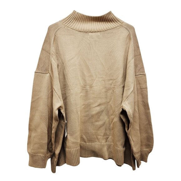 Beige Turtleneck Sweater Size 5X Womens Ribbed Knit Pullover - Picture 4 of 6